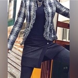 Cabi Swathe Quilted Snap Wrap Mini Skirt Pocket Textured Black Small